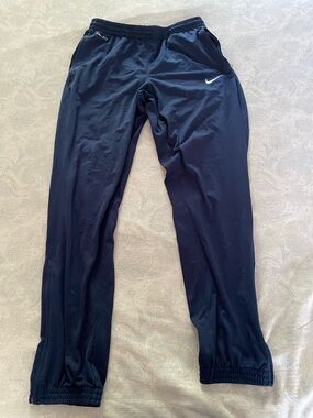 Nike Navy Athletic Track Pants with White Swoosh